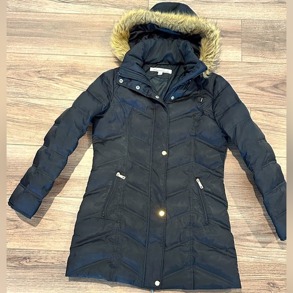 Kenneth Cole Quilted Down Puffer Coat with Fur Detachable Hood Size Small - Picture 2 of 9